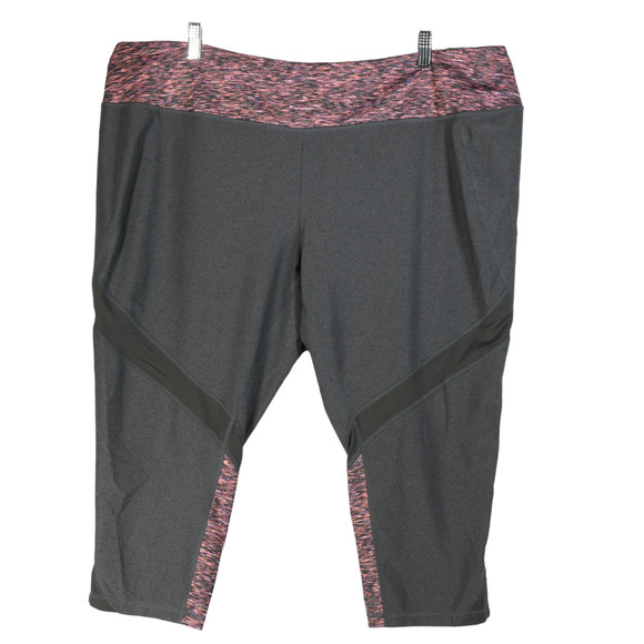 Tek Gear Capri Leggings Womens 3X Gray Mesh Dry Tek Pink Trim Activewear - Picture 1 of 8